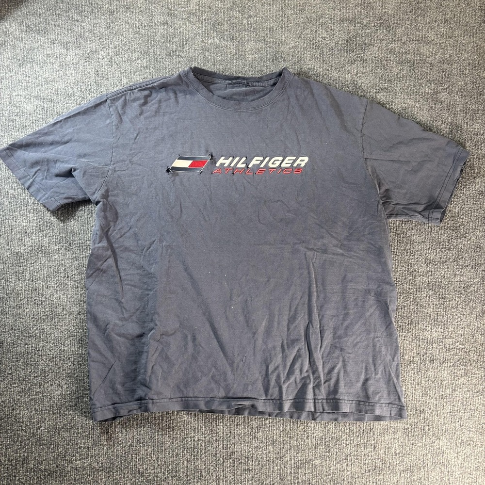 Vintage Tommy Hilfiger Shirt Mens XL Gray Hilfiger Athletics Graphic Tee
